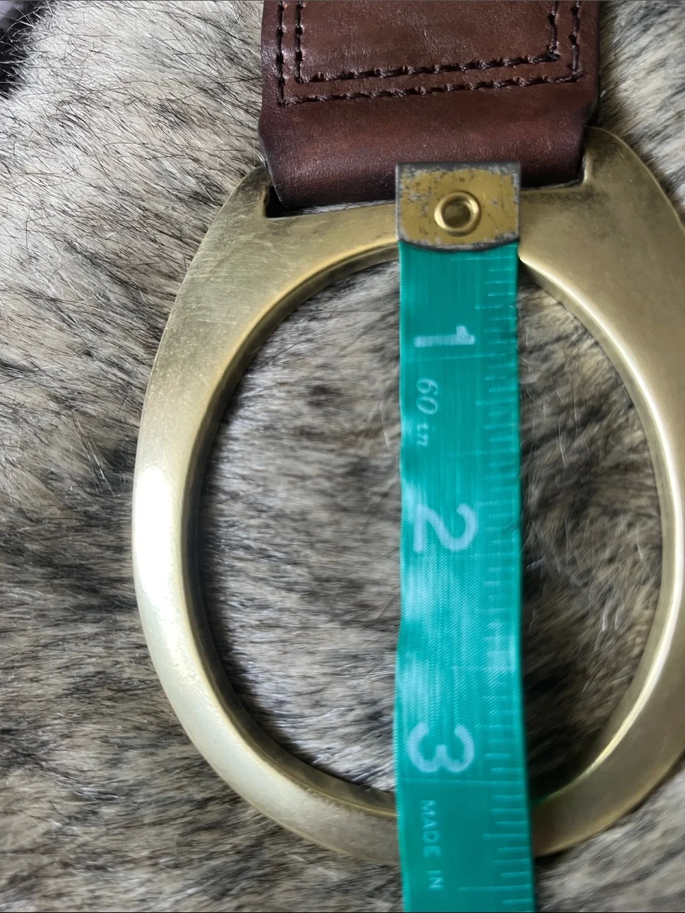 Oscar de la Renta Brown Woven Leather Belt with Brass Oval Buckle EUC
